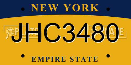 JHC3480 New York License Plate