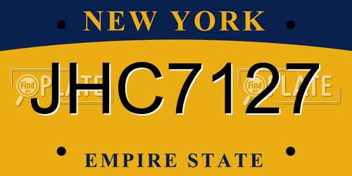 JHC7127 New York License Plate