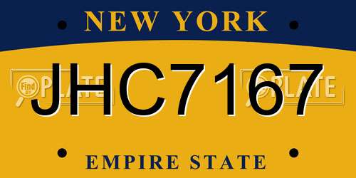 JHC7167 New York License Plate