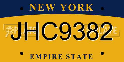 JHC9382 New York License Plate