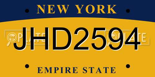 JHD2594 New York License Plate