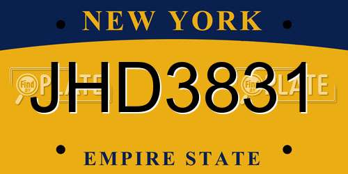 JHD3831 New York License Plate