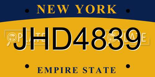 JHD4839 New York License Plate