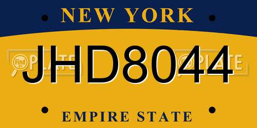 JHD8044 New York License Plate
