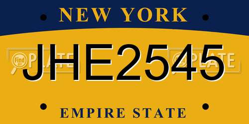 JHE2545 New York License Plate