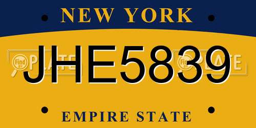 JHE5839 New York License Plate