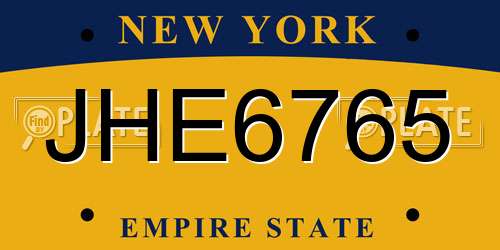 JHE6765 New York License Plate