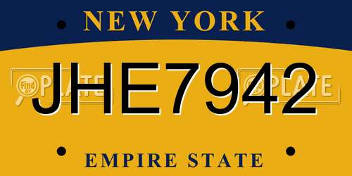 JHE7942 New York License Plate