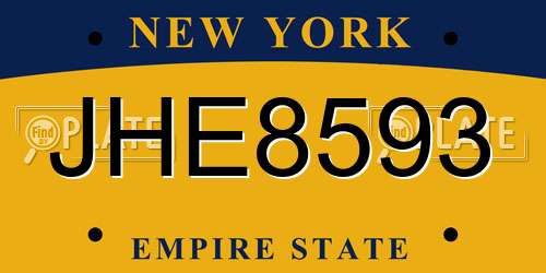 JHE8593 New York License Plate