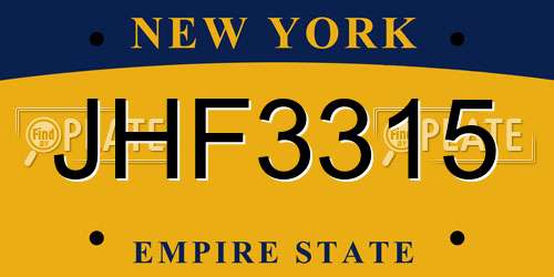 JHF3315 New York License Plate