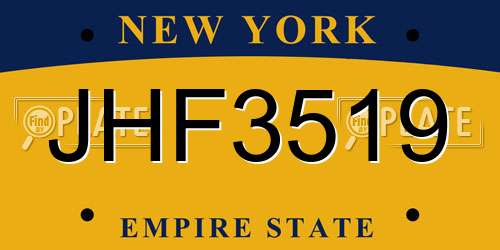 JHF3519 New York License Plate