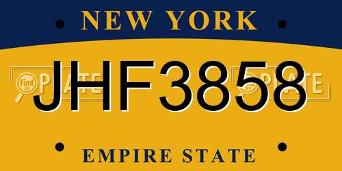 JHF3858 New York License Plate