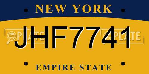 JHF7741 New York License Plate