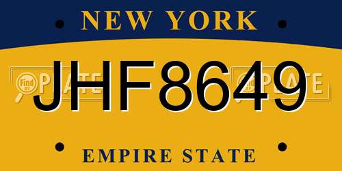 JHF8649 New York License Plate