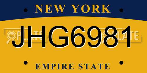 JHG6981 New York License Plate