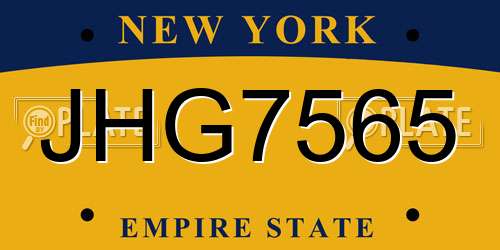 JHG7565 New York License Plate