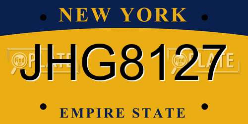 JHG8127 New York License Plate