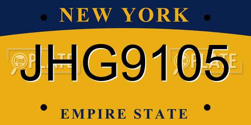 JHG9105 New York License Plate