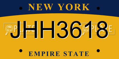 JHH3618 New York License Plate