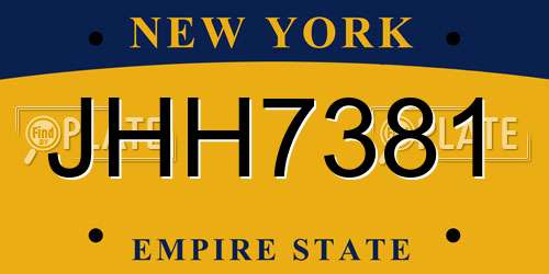 JHH7381 New York License Plate