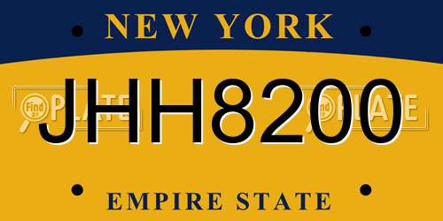 JHH8200 New York License Plate