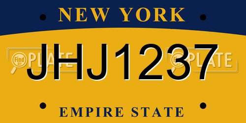 JHJ1237 New York License Plate