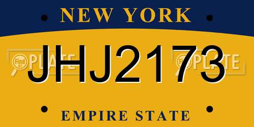JHJ2173 New York License Plate