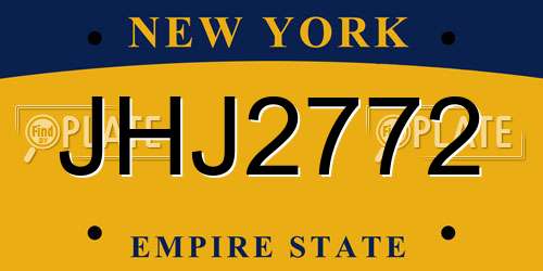 JHJ2772 New York License Plate