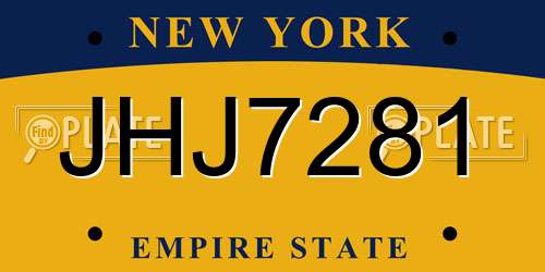 JHJ7281 New York License Plate