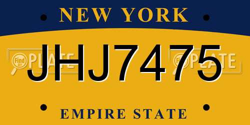 JHJ7475 New York License Plate