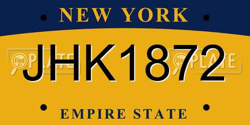 JHK1872 New York License Plate