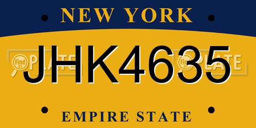 JHK4635 New York License Plate
