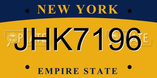 JHK7196 New York License Plate