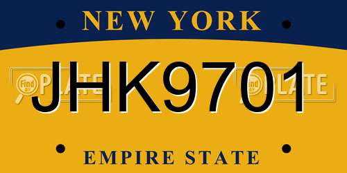JHK9701 New York License Plate