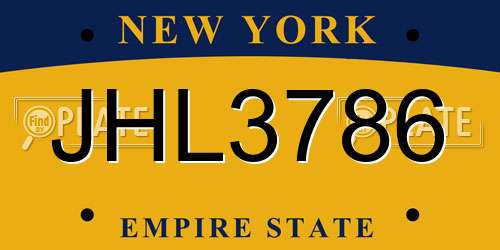 JHL3786 New York License Plate
