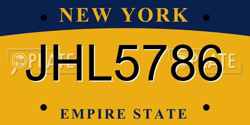 JHL5786 New York License Plate