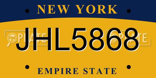 JHL5868 New York License Plate