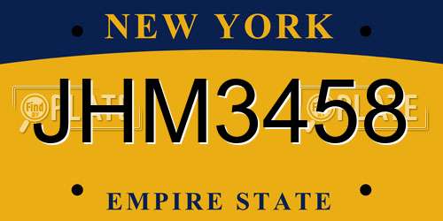 JHM3458 New York License Plate