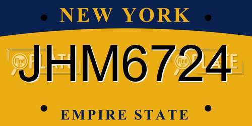 JHM6724 New York License Plate
