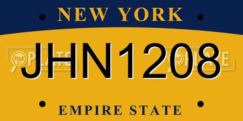 JHN1208 New York License Plate