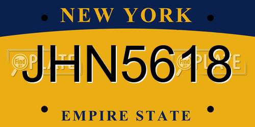 JHN5618 New York License Plate