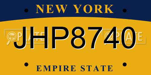 JHP8740 New York License Plate