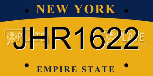 JHR1622 New York License Plate