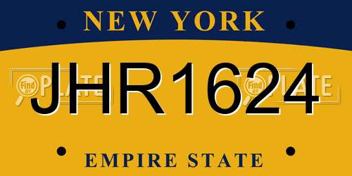 JHR1624 New York License Plate