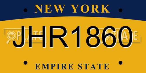 JHR1860 New York License Plate
