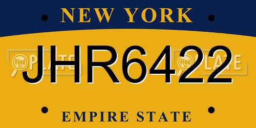 JHR6422 New York License Plate