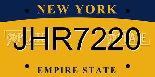 JHR7220 New York License Plate