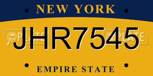JHR7545 New York License Plate