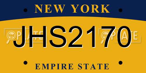 JHS2170 New York License Plate