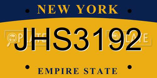 JHS3192 New York License Plate